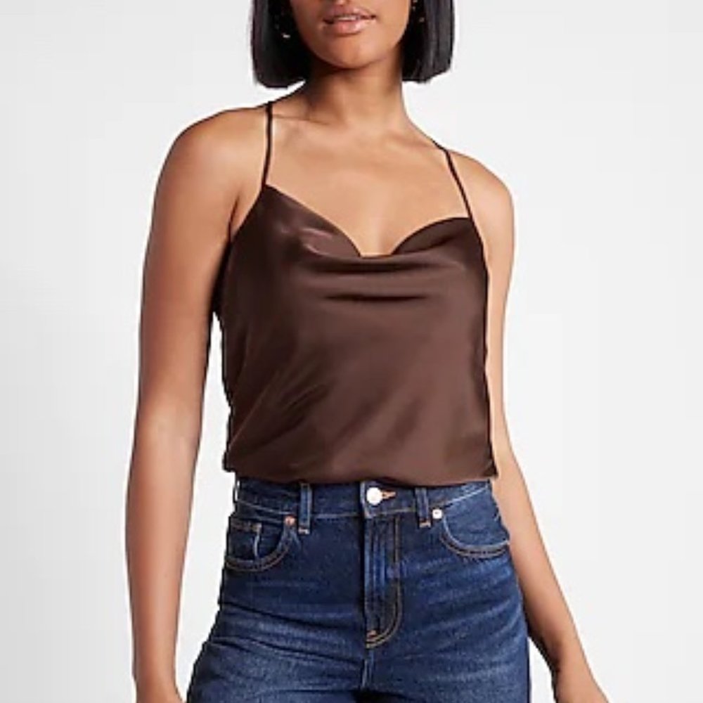 Express Satin Racerback Cowl Neck Cami XXS